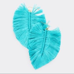 Feather Shape Thread Tassel Leaf Earrings